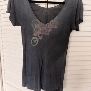 Astars Black V-Neck Graphic Short Sleeve Tee